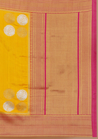 Yellow Zariwork Raw Silk Designer Saree - koskii